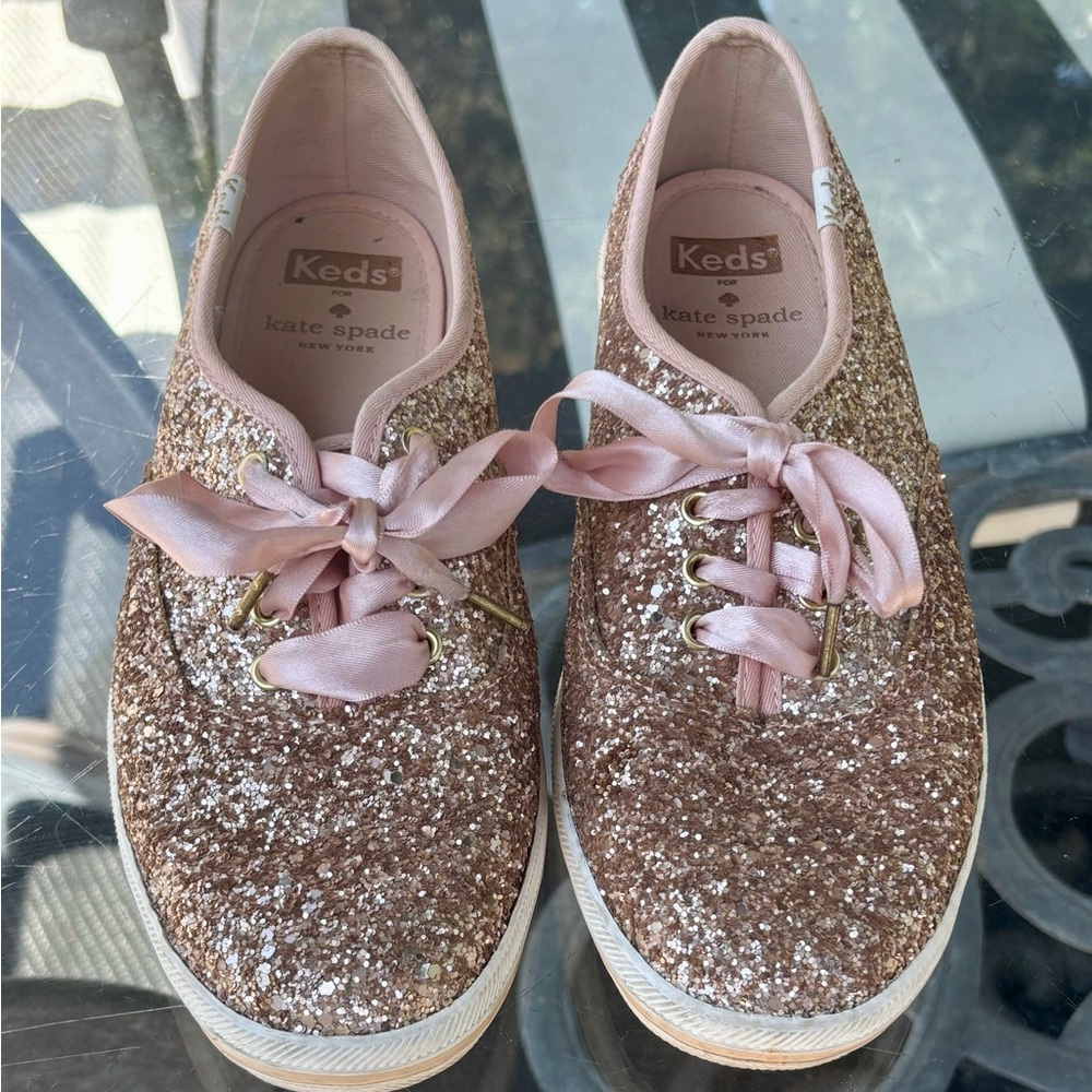 Kate Spade Rose Gold Glitter Sneakers